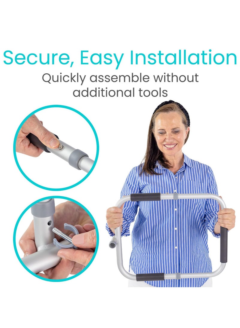 XiuWoo Bed Cane for Seniors Bed Handle Bedside Assist Adjustable Height Grab Bar Rail Help Elderly Adults Get Out of Bed Handicap Sit to Stand Pull Up Assistance Mobility Aid Transfer Handrail - Image 3