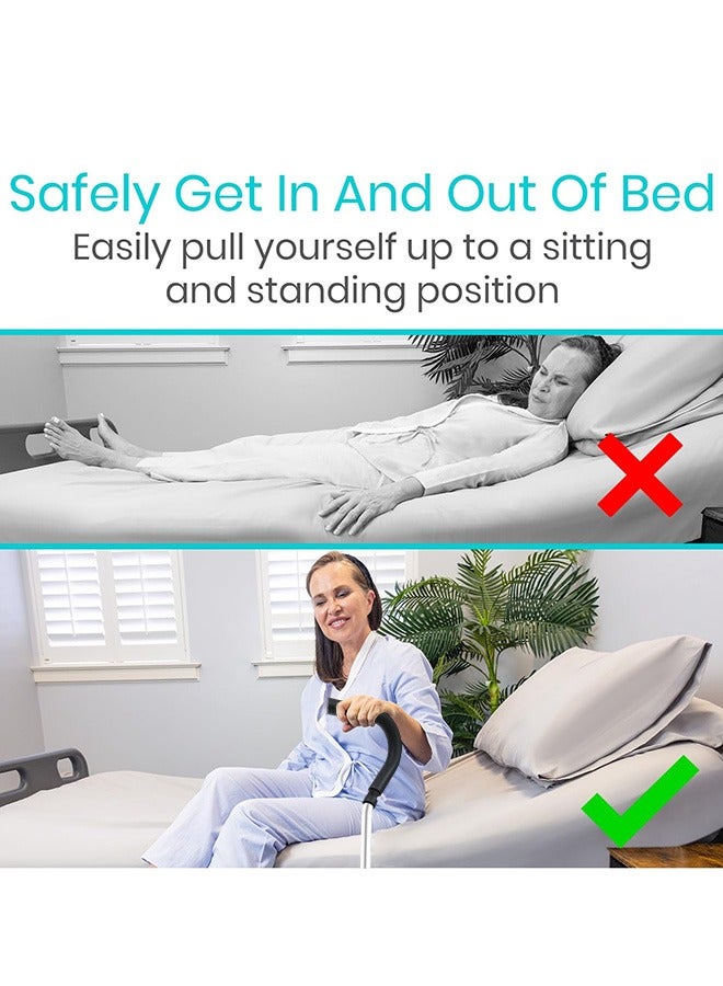 XiuWoo Bed Cane for Seniors Bed Handle Bedside Assist Adjustable Height Grab Bar Rail Help Elderly Adults Get Out of Bed Handicap Sit to Stand Pull Up Assistance Mobility Aid Transfer Handrail - Image 2