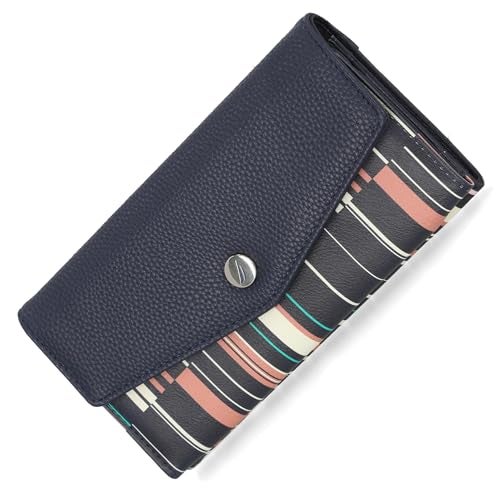 Nautica Money Manager Womens Slim Compact RFID Blocking Credit Card Holder Clutch Wallet Organizer with Zipper Coin Purse and Phone Compartment in Ribbon Stripe - Image 1