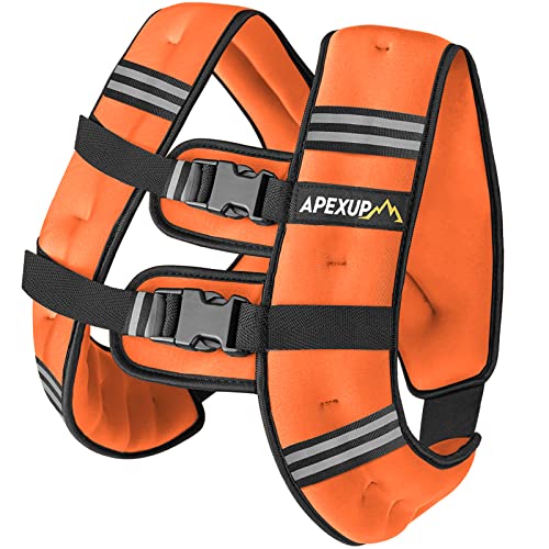 APEXUP 15lbs Weighted Vest Men Women, Weight Vest for Women Workout Equipment for Strength Training Running (Orange) - Image 1