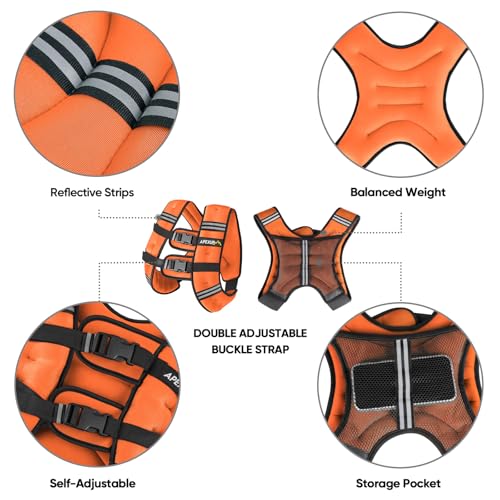 APEXUP 15lbs Weighted Vest Men Women, Weight Vest for Women Workout Equipment for Strength Training Running (Orange) - Image 4