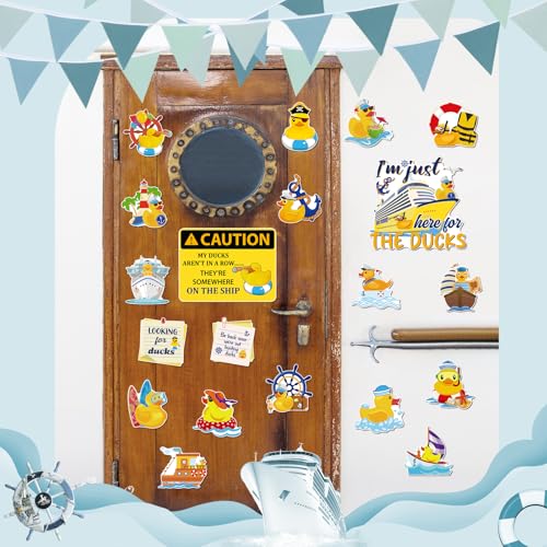Dazoratix Duck Cruise Door Magnets - 20 Pcs Large Ship Cabin Decorations Magnetic Yellow Stickers Cute Animal Magnet Stateroom Accessories for Party Summer Carnival Decor Refrigerator Locker Decals - Image 4