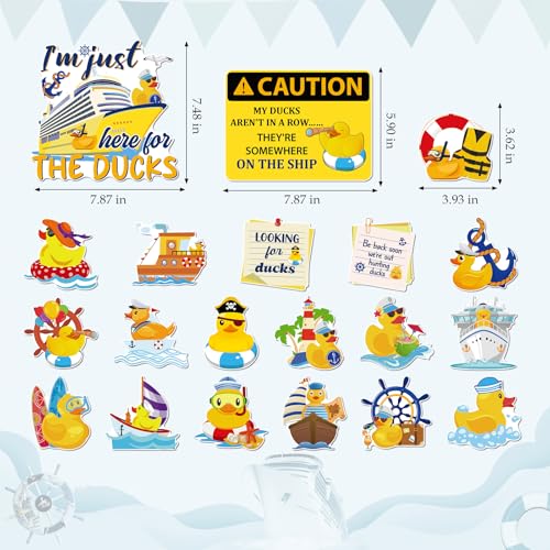 Dazoratix Duck Cruise Door Magnets - 20 Pcs Large Ship Cabin Decorations Magnetic Yellow Stickers Cute Animal Magnet Stateroom Accessories for Party Summer Carnival Decor Refrigerator Locker Decals - Image 2