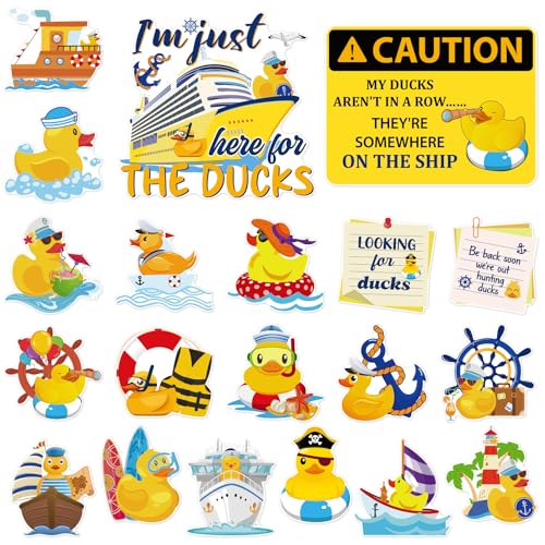 Dazoratix Duck Cruise Door Magnets - 20 Pcs Large Ship Cabin Decorations Magnetic Yellow Stickers Cute Animal Magnet Stateroom Accessories for Party Summer Carnival Decor Refrigerator Locker Decals - Image 1