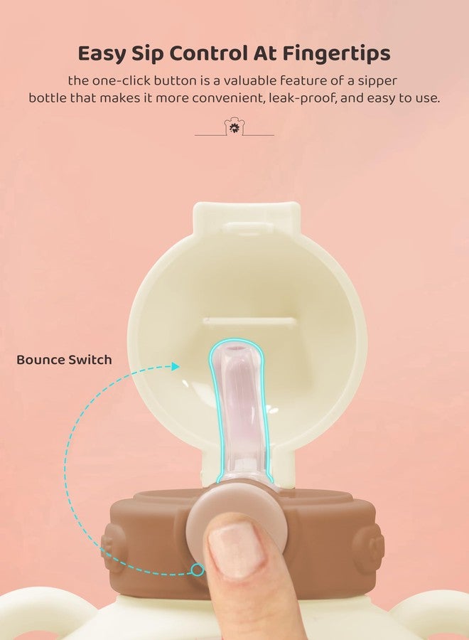 StarAndDaisy Water Bottle for Kids, Sipper with Straw, Sipper Bottle for Kids with Leak-Proof Locking Flip Lid and Soft Touch Carry Loop with Removable Strainer for Girls & Boys.700ml(Off-White) - Image 4