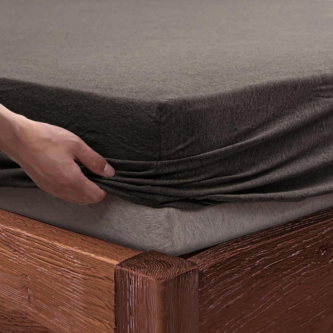 JERSEY FITTED SHEET WITH 2 COMPLIMENTARY STANDARD PILLOW CASES KNITTED JERSEY FABRIC WRINKLE AND IRON FREE FITTED SHEET SET WALNUT BROWN KING SIZE 72X72