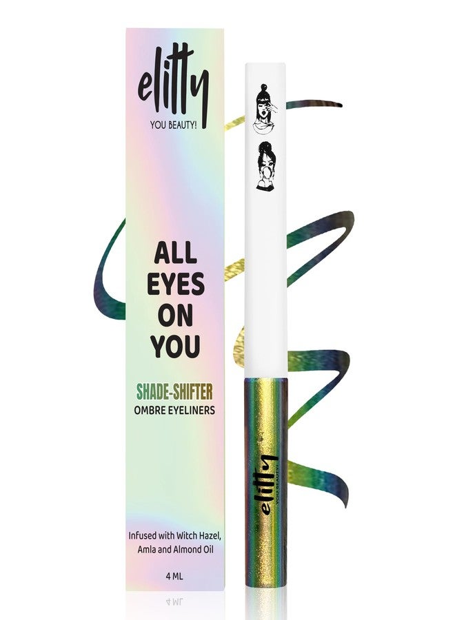 Elitty Holographic Eyeliner 4g - All The Rizz With Ombre Shimmery Finish | Long Lasting, Waterproof, Smudge Proof Liquid Eyeliner | Quick Drying Formula With Monochrome Effect - Shade (Green Brown) - Image 1