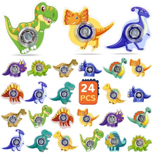 SCIONE 24Pack Dinosaur Party Favors for KidsMini Fidget Spinner ToysTreasure Box Toy Classroom PrizesBirthday GiftsGoodie Bags Stuffers Boys Girls - Image 1