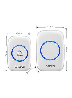 CACAZI Waterproof Wireless Doorbell with LED Flash, Over 1000 Feet Range, 60 Sounds and 5 Levels of Volume, Cordless Doorbell for Home, Office, Apartment, Hotel, Warehouse and Anti-Theft White  - Image 2