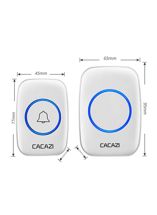 CACAZI - Waterproof Wireless Doorbell with LED Flash, Over 1000 Feet Range, 60 Sounds and 5 Levels of Volume, Cordless Doorbell for Home, Office, Apartment, Hotel, Warehouse and Anti-Theft White - Image 1