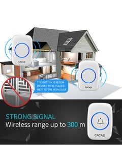 CACAZI Waterproof Wireless Doorbell with LED Flash, Over 1000 Feet Range, 60 Sounds and 5 Levels of Volume, Cordless Doorbell for Home, Office, Apartment, Hotel, Warehouse and Anti-Theft White  - Image 5
