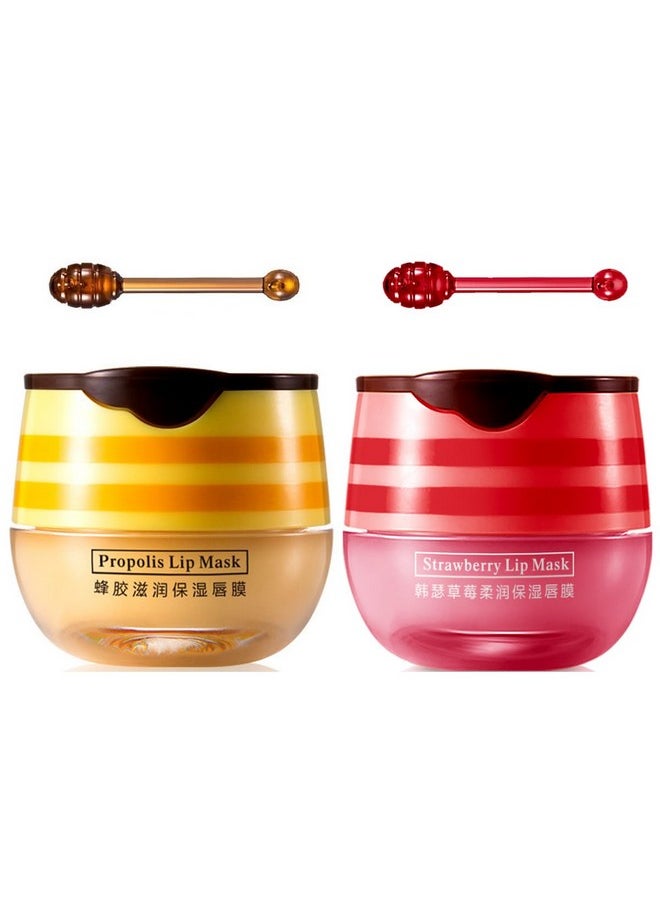 wenfeng 2 Pcs Bee Balmbee Balm Lip Balm Honey Pothoney & Strawberry Lip Mask Propolis Moisturizing Lip Balm With Stickprevention Dry And Cracked Lip Scrubsexfoliator Lip Wrinkle Skin Care Products  - Image 1
