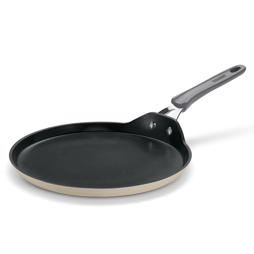 Tramontina Velo 30cm Forged with Ceramic Reinforced Interior Flat Dosa Tawa | Raised Edges | Gas/Induction Cookware | Tawa for Dosa, Uttapam | Stainless Steel Handle | Silicone Grip | Sand Beige - Image 1