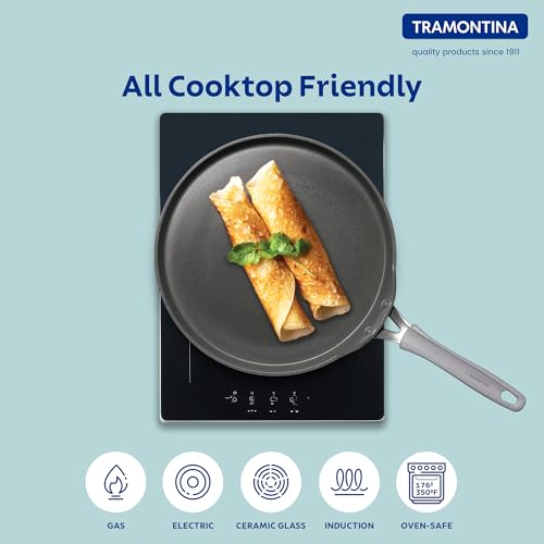 Tramontina Velo 30cm Forged with Ceramic Reinforced Interior Flat Dosa Tawa | Raised Edges | Gas/Induction Cookware | Tawa for Dosa, Uttapam | Stainless Steel Handle | Silicone Grip | Sand Beige - Image 5