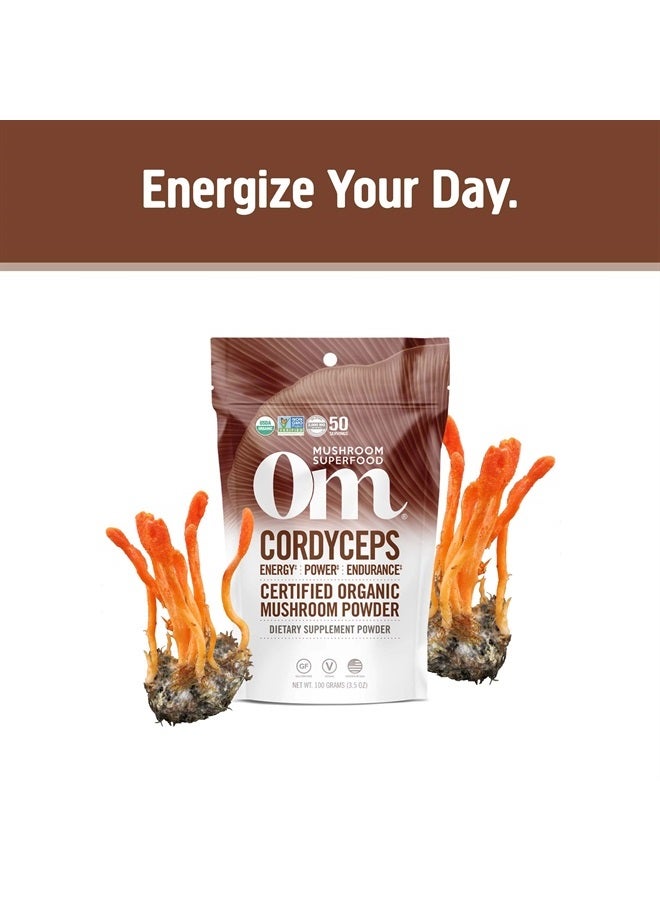 Om Mushroom Superfood Cordyceps Organic Mushroom Powder, 3.5 Ounce, 50 Servings, Energy, Power, Stamina and Endurance Support, Superfood Supplement for Sports Performance - Image 2