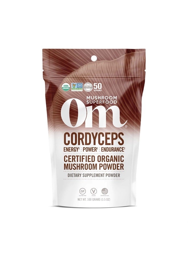 Om Mushroom Superfood Cordyceps Organic Mushroom Powder, 3.5 Ounce, 50 Servings, Energy, Power, Stamina and Endurance Support, Superfood Supplement for Sports Performance - Image 1