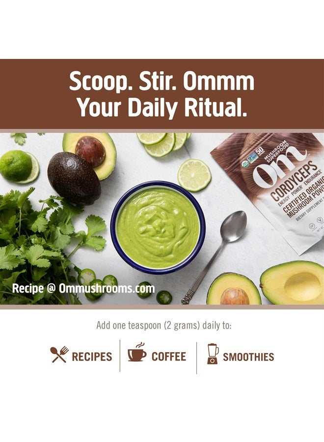 Om Mushroom Superfood Cordyceps Organic Mushroom Powder, 3.5 Ounce, 50 Servings, Energy, Power, Stamina and Endurance Support, Superfood Supplement for Sports Performance - Image 5