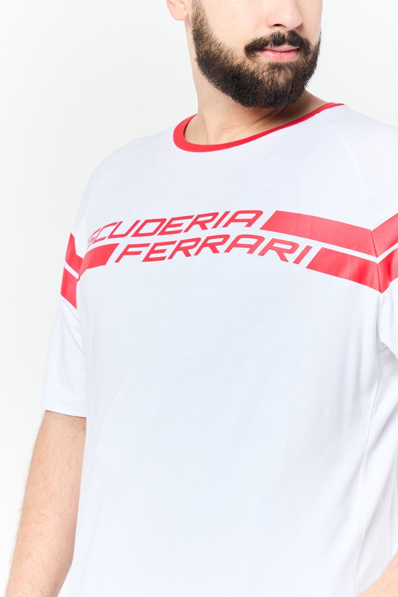 Scuderia Ferrari Men Slim Fit Outdoor Short Sleeve T-Shirt, White - Image 3