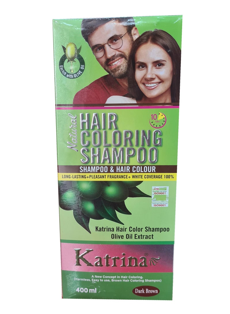 Katrina Hair Coloring Shampoo Dark Brown 400ml Bottle - Image 1