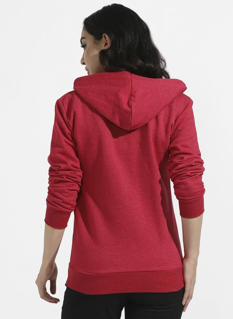 Campus Sutra Zip-Front Hoodie With Insert Pocket