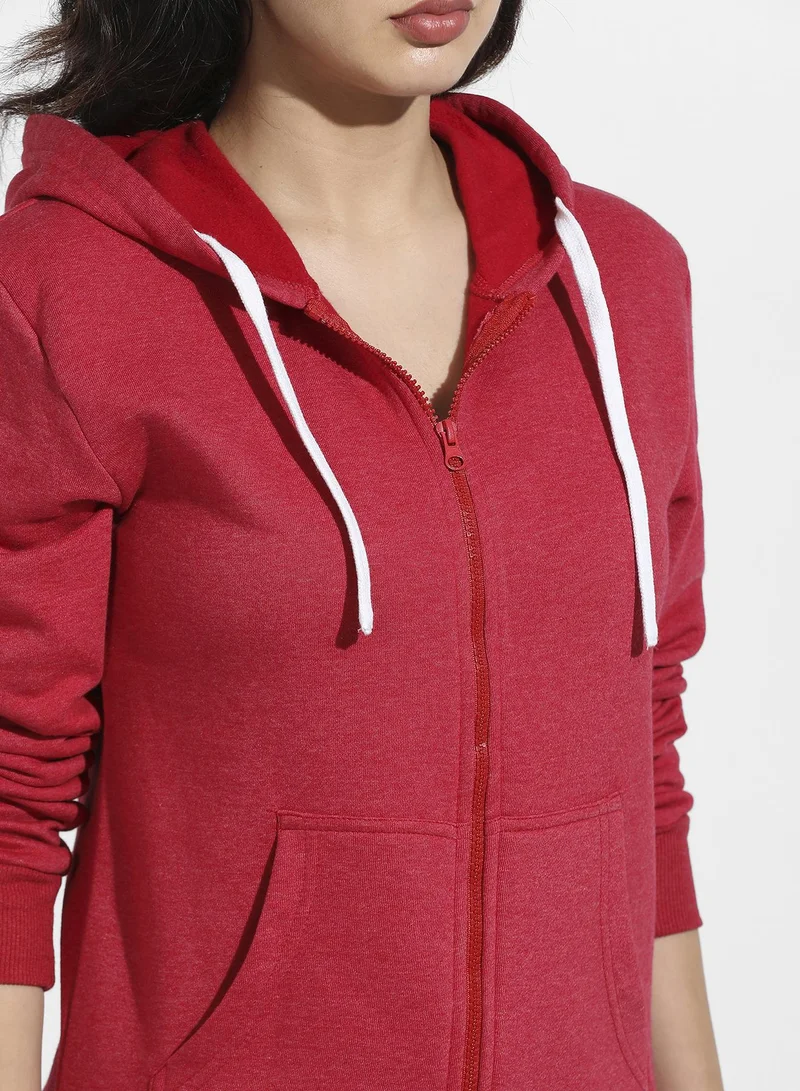 Campus Sutra Zip-Front Hoodie With Insert Pocket