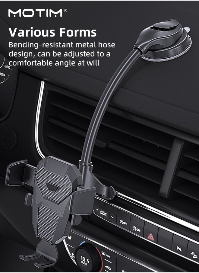 2 Pcs Universal Car Phone Holder Hands Free Cradle,  360° Rotatable Long Arm Suction Cup Phone Mount for Car Dashboard Windshield