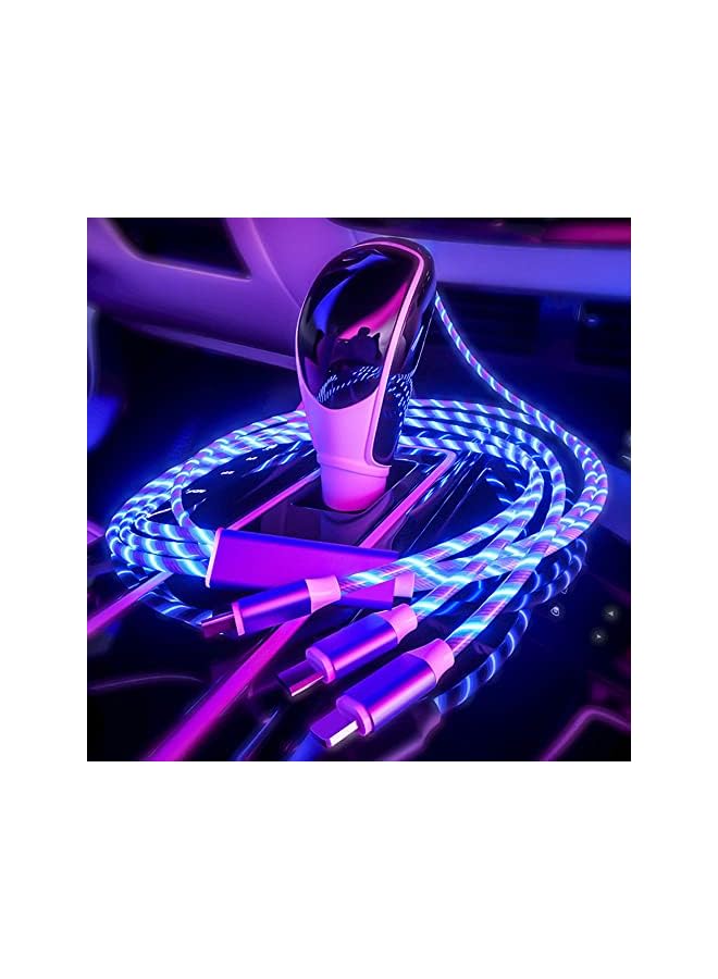 PROMASS 3 in 1 Multi Charging Cable,Led Flowing Cable USB Connector Compatible With Android iPhone and Type C Supports Fast Cable,Blue - Image 5