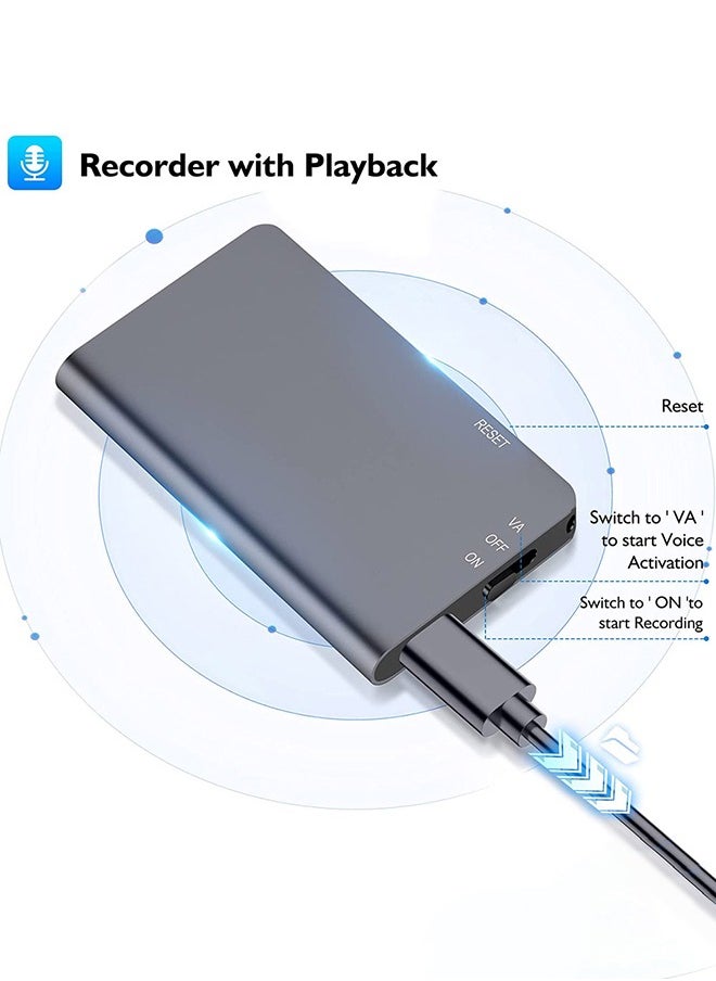 Generic - 64GB Sound Recorder Voice Recorder HD , Noise Reduction Ultra Long Standby , Sound Activated Recorder with HIFI MP3 Player Voice Recorder - Image 1