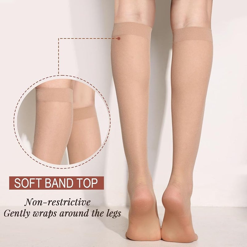 ZIHUA 12 Pairs Knee High Stockings for Women, 20 Denier Sheer Nylon Socks for Women - Image 2