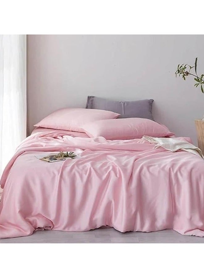 كيو بيد طقم ملاية سادة قطن مكون من 3 قطع روز - Image 3