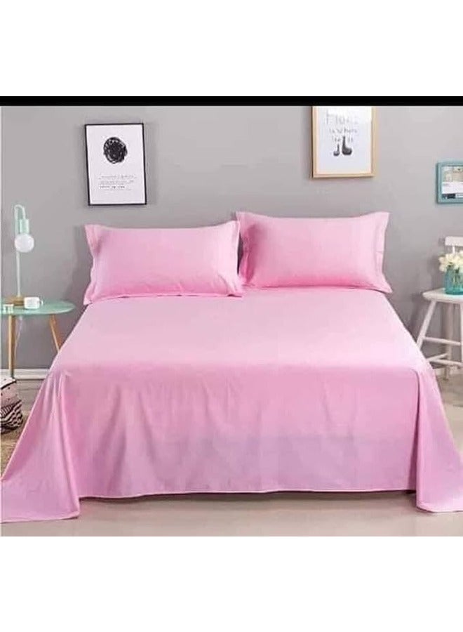 كيو بيد طقم ملاية سادة قطن مكون من 3 قطع روز - Image 2