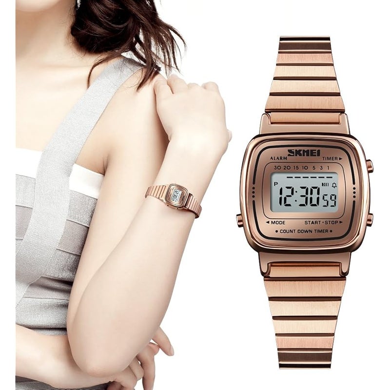 ماستوب MASTOP Luxury Women Watches Full Steel Electronic LED Digital Fashion Ultra Thin Square Ladies Wrist Watches - Image 5