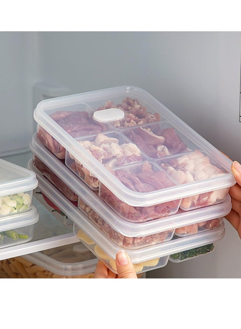 Food storage, refrigerator storage box, vegetable meat fresh-keeping box, household freezer, square with compartment, sealed box container (4 pcs) - Image 3
