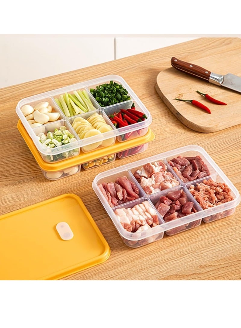 Food storage, refrigerator storage box, vegetable meat fresh-keeping box, household freezer, square with compartment, sealed box container (4 pcs) - Image 5