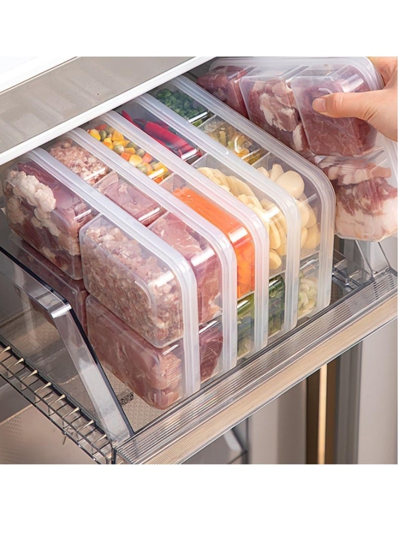 Food storage, refrigerator storage box, vegetable meat fresh-keeping box, household freezer, square with compartment, sealed box container (4 pcs) - Image 4
