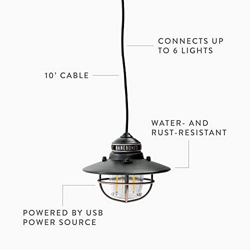 Barebones Edison Pendant Light – Antique Bronze, Vintage Rustic USB LED Hanging Light for Outdoor and Indoor Use – Adjustable Height String Lantern with Warm Edison Bulb Glow for Patio, Home, Garden - Image 4