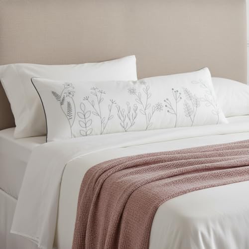 Sanmetex Spring Floral Throw Pillow Cover 14x36 Inch, Soft Decorative Lumbar Pillow Case for Sleeping Bed Bedroom Living Room and Home Décor Grey - Image 5