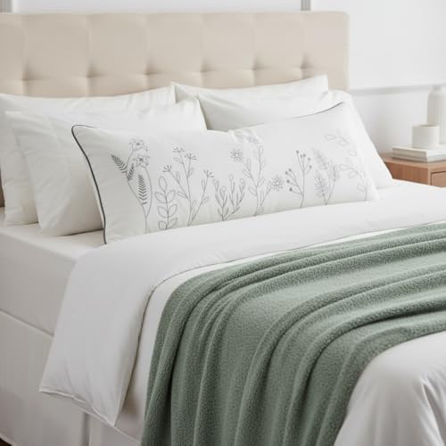 Sanmetex Spring Floral Throw Pillow Cover 14x36 Inch, Soft Decorative Lumbar Pillow Case for Sleeping Bed Bedroom Living Room and Home Décor Grey - Image 4