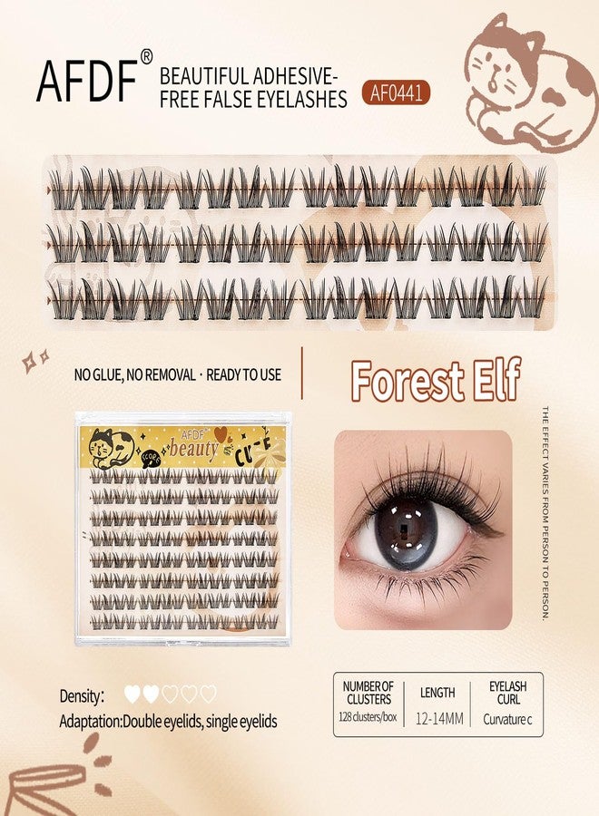 LASGOOS Self Adhesive False Eyelashes Clusters Press On 128Cluster Bulk Large Pallet LASGOOS Natural Look Pre-Glued 12-14mm Lashes Eyelash Extensions Comic Anime Longlasting No Glue/Remover Needed Lashes - Image 2