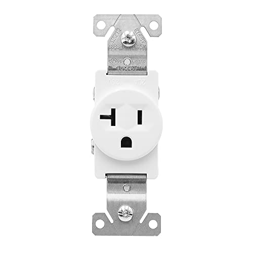 Maxxima 20A Single Receptacle Outlet - 2 Pack, 125 VAC Commercial Grade White Electrical Outlet for Appliances, NEMA 5-20, UL Listed, Wall Plates Included, Ideal for Construction and Renovations - Image 4