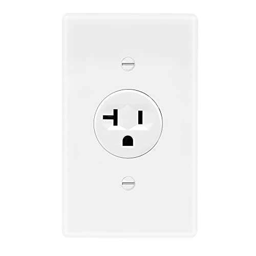 Maxxima 20A Single Receptacle Outlet - 2 Pack, 125 VAC Commercial Grade White Electrical Outlet for Appliances, NEMA 5-20, UL Listed, Wall Plates Included, Ideal for Construction and Renovations - Image 2