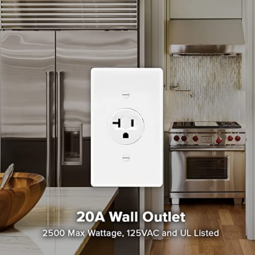 Maxxima 20A Single Receptacle Outlet - 2 Pack, 125 VAC Commercial Grade White Electrical Outlet for Appliances, NEMA 5-20, UL Listed, Wall Plates Included, Ideal for Construction and Renovations - Image 5