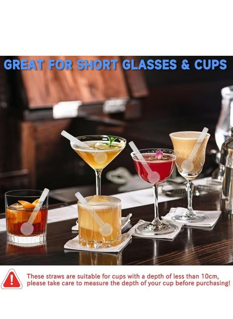 موثوقية التنبؤ 8 قطع من القش الزجاجي المقاوم للكسر 10 سم قصير قابل لإعادة الاستخدام مع فرشاة تنظيف آمن للغسل في غسالة الأطباق قش للشرب مثالي للعصائر والقهوة والعصير - Image 4