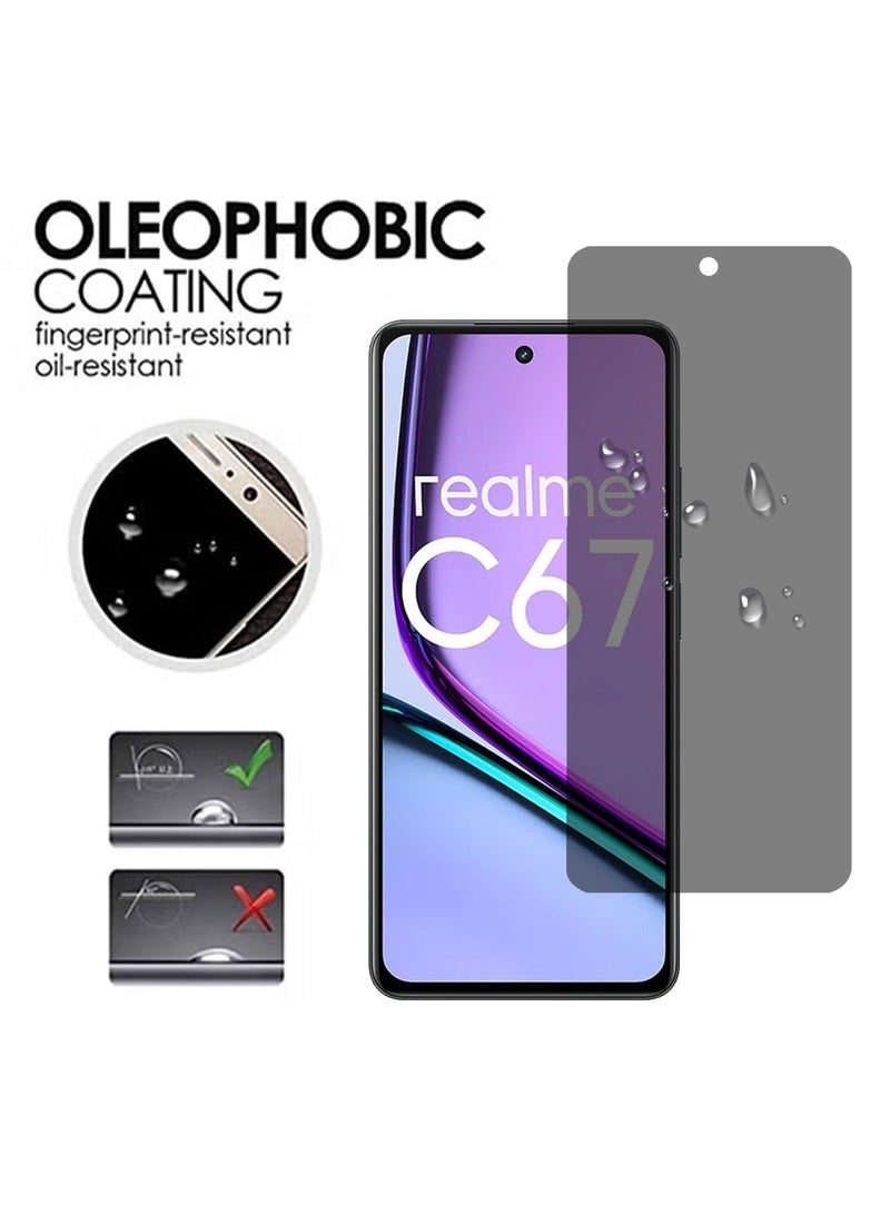 X-level 2 Pack Realme C67 4G Privacy Screen Protector with Easy Install Anti-Scratch Glass 9H Hardness,Anti-Spy Anti-fingerprint Anti-drop Tempered Glass Film Protector Full Cover Protection accessory - Image 3