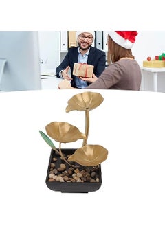 Botash Botash 3Tier Metal Tabletop Water Fountain for Home Decor Living Room Indoor Waterfall Desktop Leaf Fountains for Office Table Relaxation Fountain with Natural Stones1pcsMulticolor  - Image 5