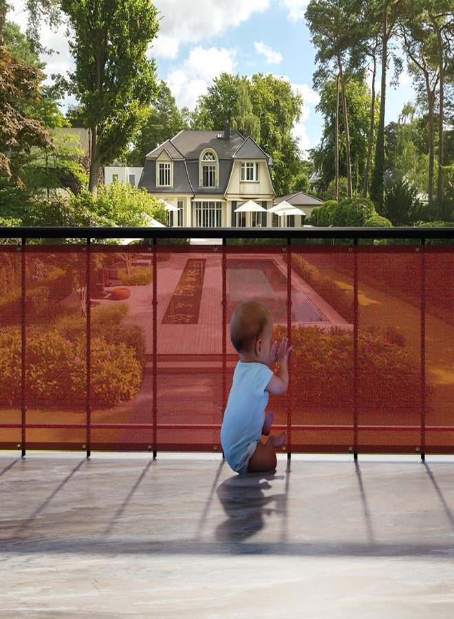 HIPPO Baby Safety Net for Balcony & Staircase Railing Guard for Kids Stairway Safety Net Protector Safety Banister for Baby Toddler (1MTX4MT, Brown) - Image 2