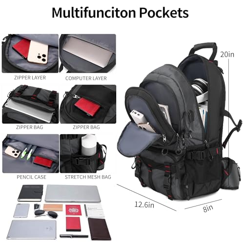 NerIion Nerlion 40L Hiking Backpack Travel Backpack for Men Women Camping Waterproof Outdoor Hiking Daypack Lightweight Backpack (Dark Gray) - Image 5