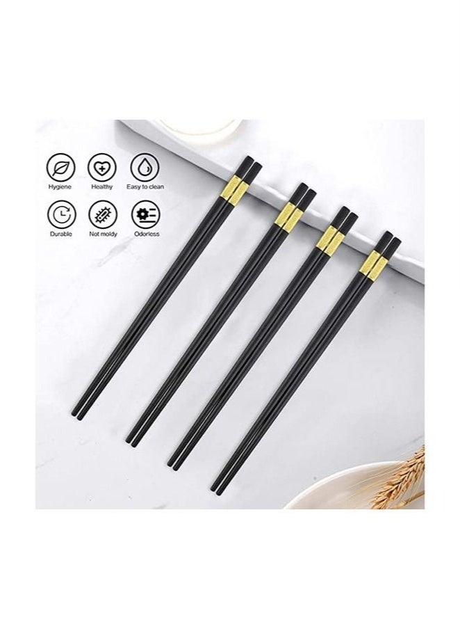 5 Pairs Fiberglass Chopsticks Black And Gold  - Image 2