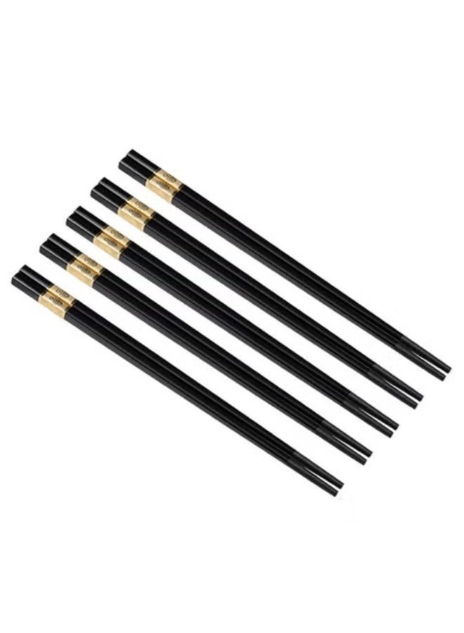 5 Pairs Fiberglass Chopsticks Black And Gold  - Image 1