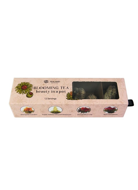 Blooming Tea Gold Gift Box Hand Rolled Flowering Tea Balls Non-Caffeinated 100% Natural Ingredients Stress Relief & Health Support